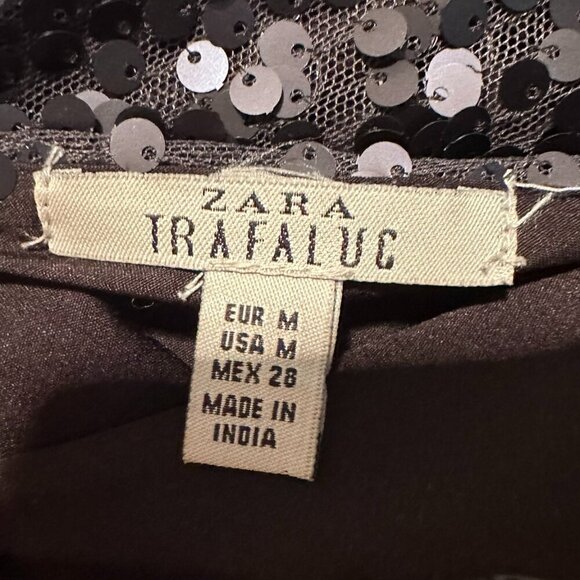 Zara Sequins Black Dress with V Back - Size Medium - Picture 3 of 3